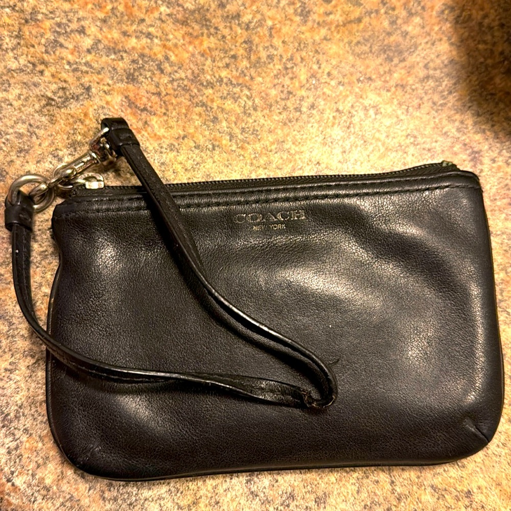Coach New York black leather wristlet
